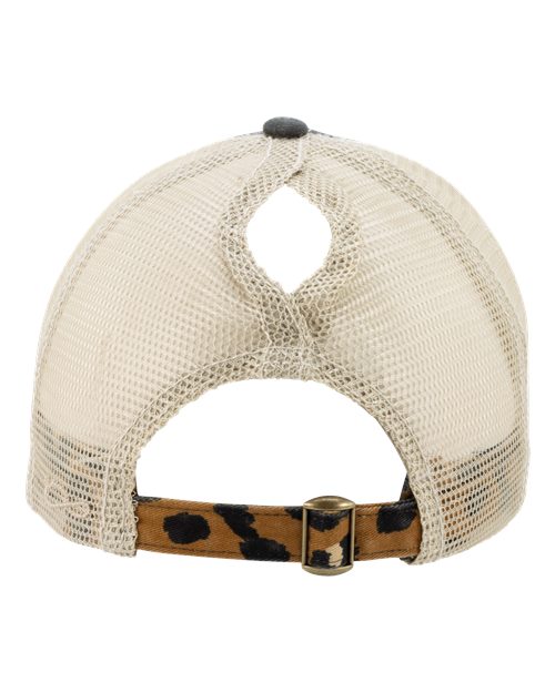 Elude Leopard Print Hang Loose Mesh Hat