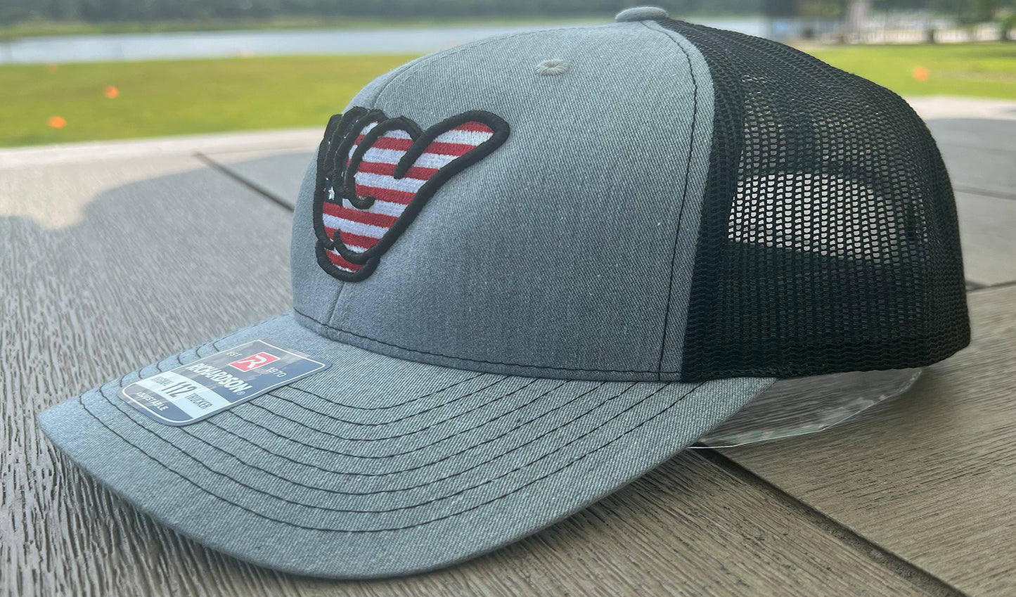 USA Flag Hang Loose Cap - R112 snapbacks Heather Gray/Black