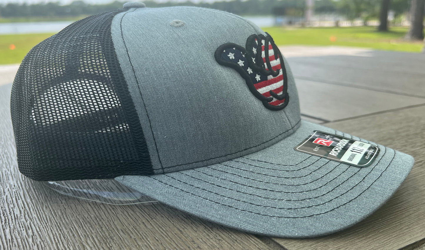 USA Flag Hang Loose Cap - R112 snapbacks Heather Gray/Black