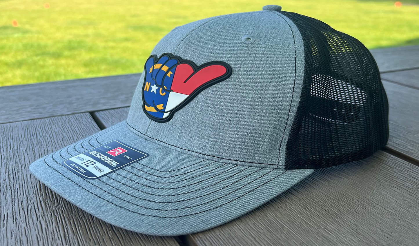 North Carolina Flag Hang Loose PVC - R112 snapbacks Heather Gray/Black