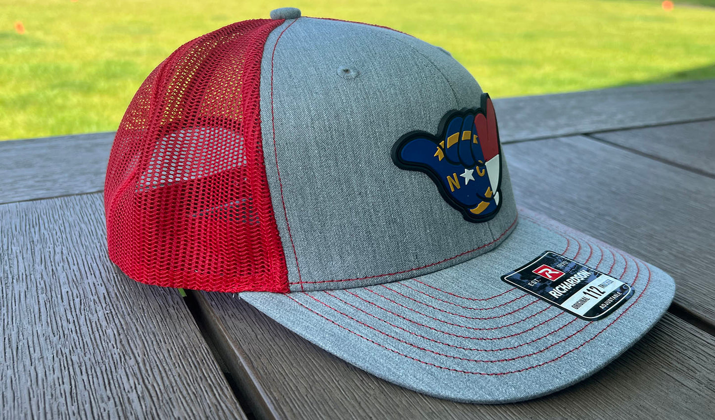 North Carolina Flag Hang Loose PVC - R112 snapbacks Heather Gray/Red