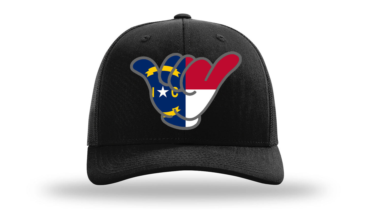 North Carolina shaka State Flag Caps - 112 Richardson Snapbacks Solid Black
