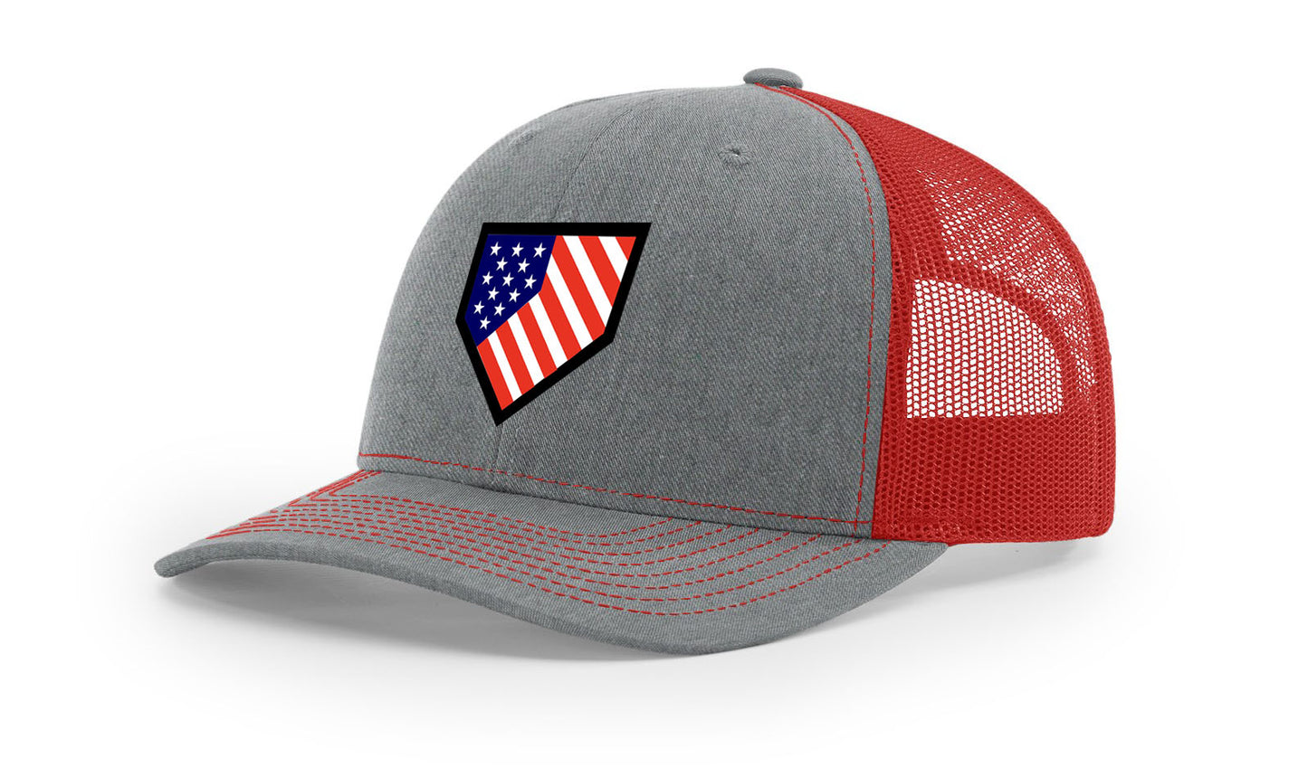 Homeplate USA Flag - R112  Heather Gray/Red