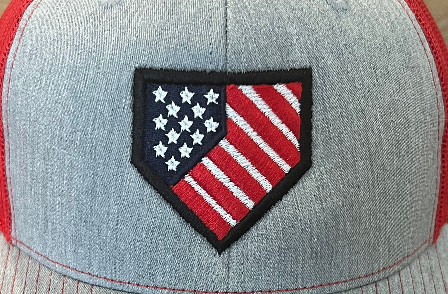 Homeplate USA Flag - R112  Heather Gray/Red