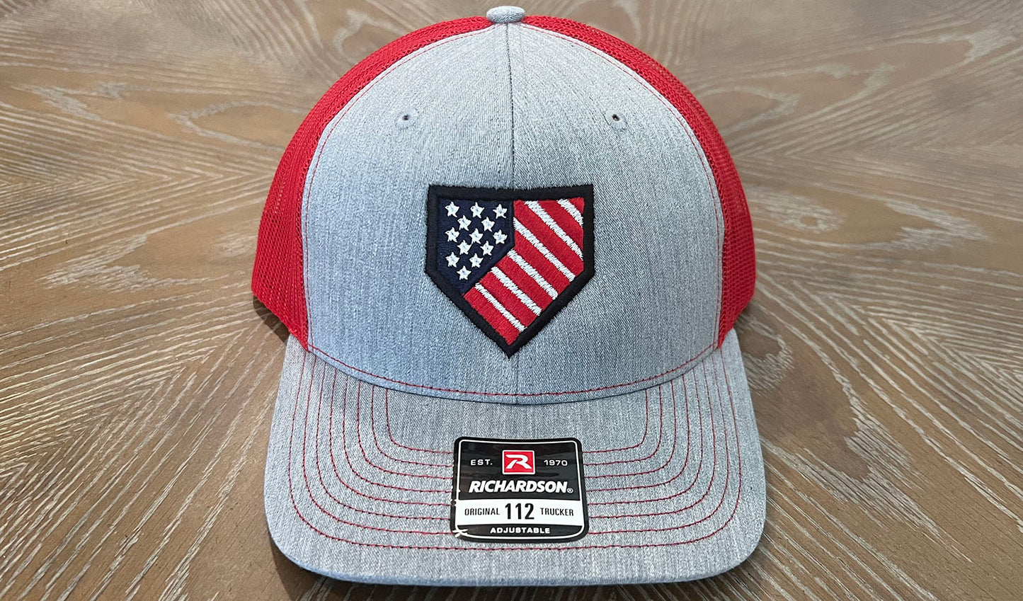 Homeplate USA Flag - R112  Heather Gray/Red