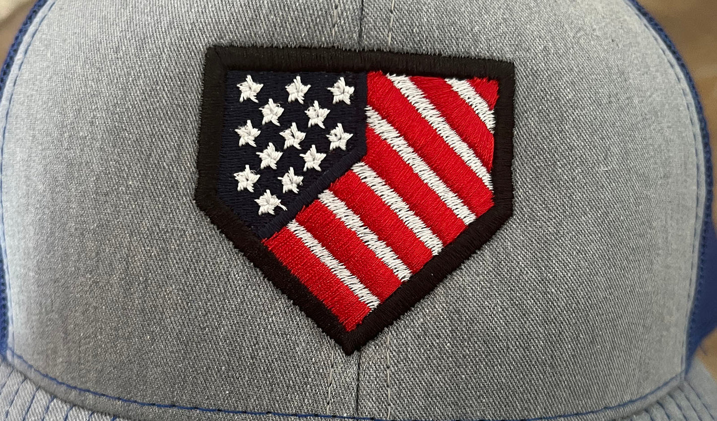 Homeplate USA Flag - R112  Heather Gray/Royal Blue