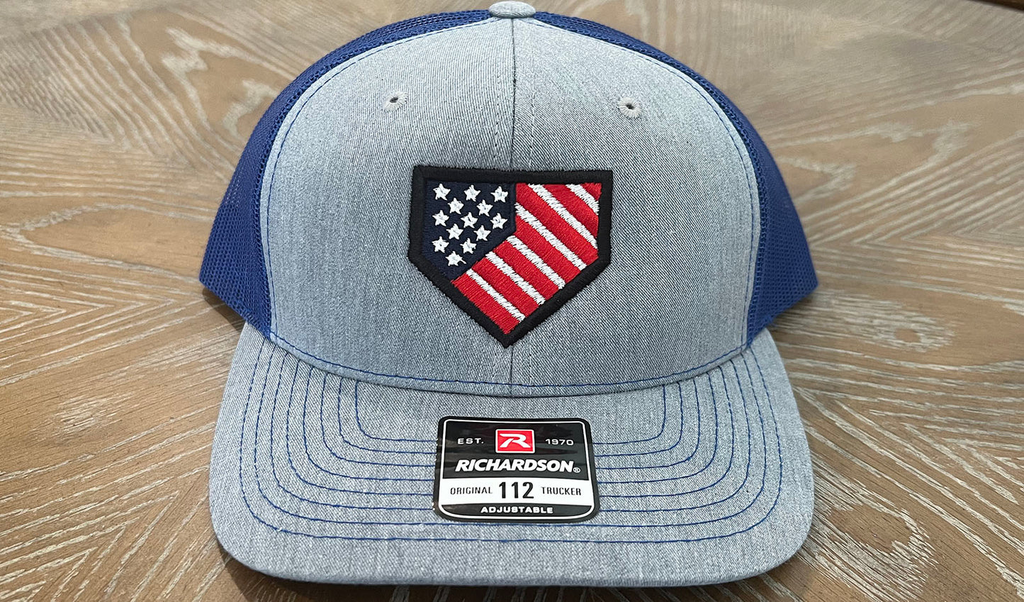 Homeplate USA Flag - R112  Heather Gray/Royal Blue