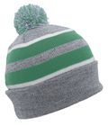 641K - Knit Fold Over Pom-Pom Beanie - Heather/Teal/White