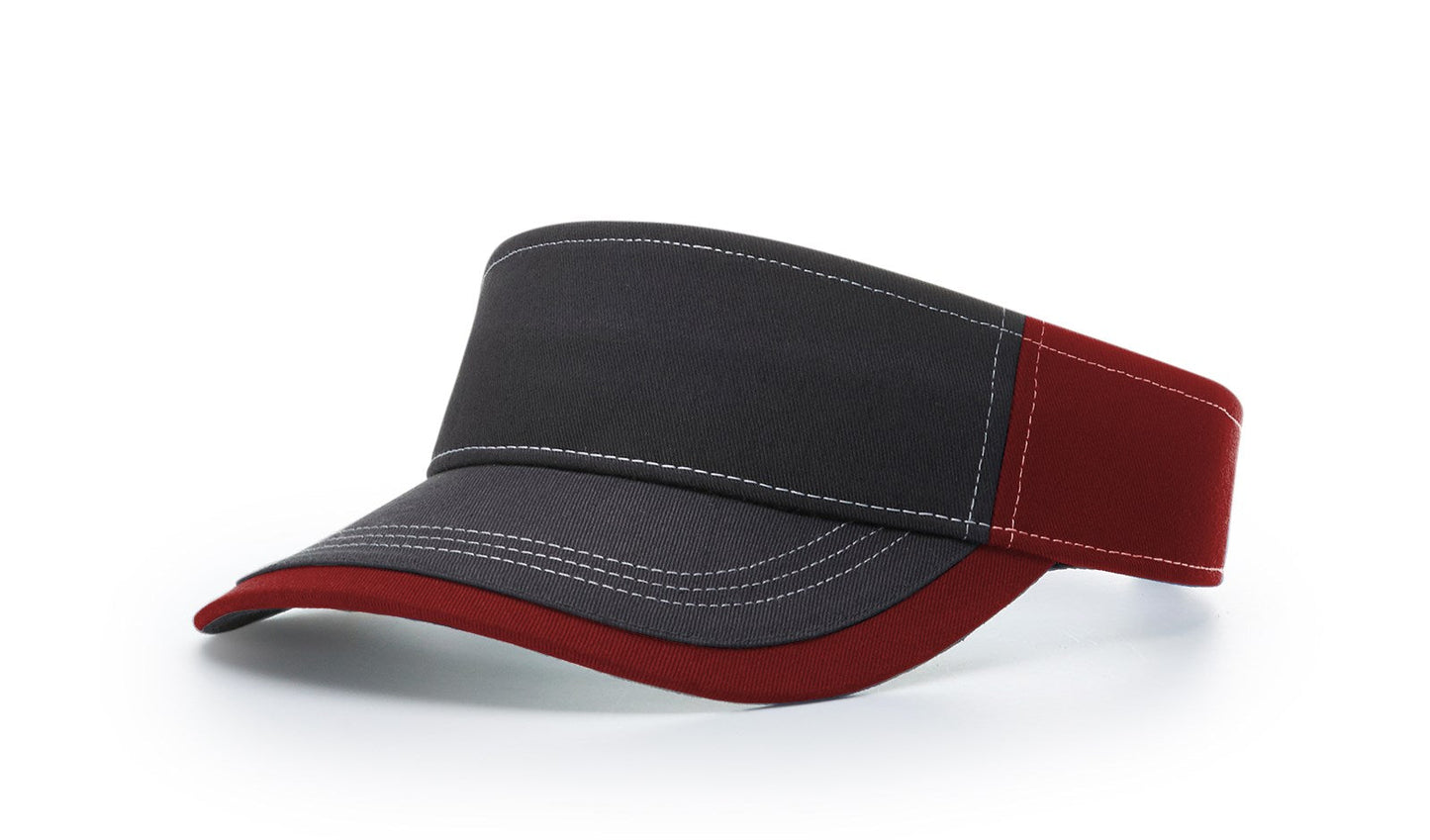 R - 775 Twill Contrast Visors - Charcoal/Cardinal