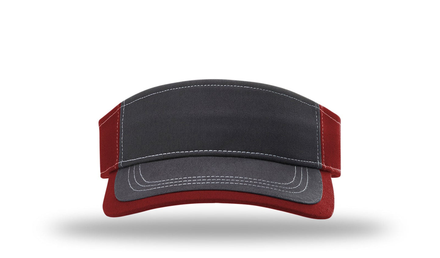 R - 775 Twill Contrast Visors - Charcoal/Cardinal