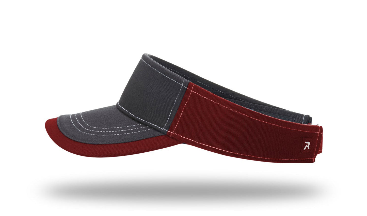 R - 775 Twill Contrast Visors - Charcoal/Cardinal