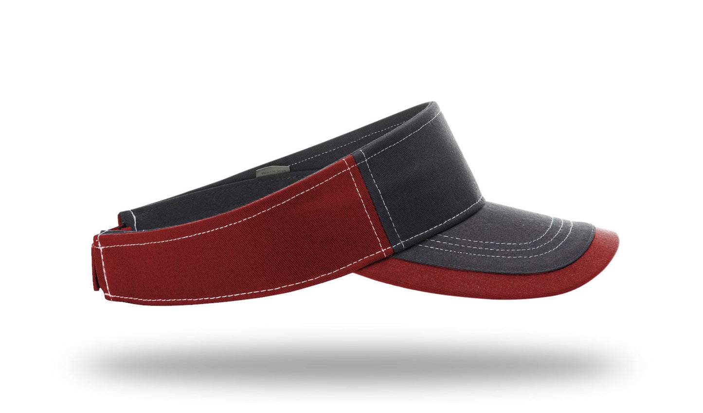 R - 775 Twill Contrast Visors - Charcoal/Cardinal