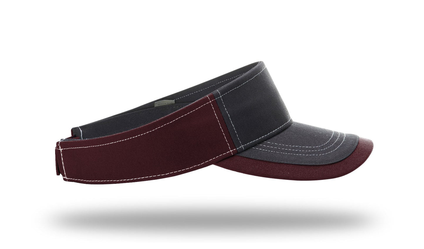 R - 775 Twill Contrast Visors - Charcoal/Maroon