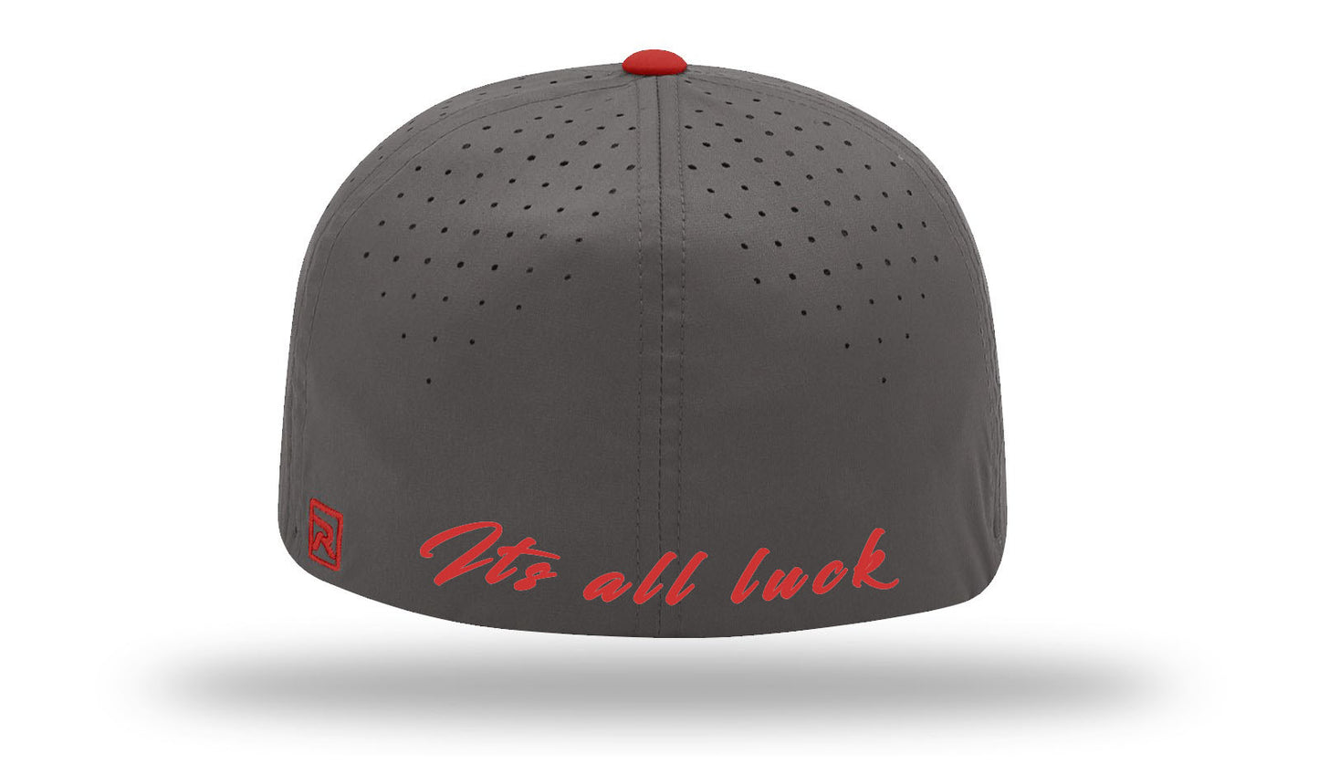 Its All Luck Gray Clover Red Outline PTS30 Gray/Red Cap