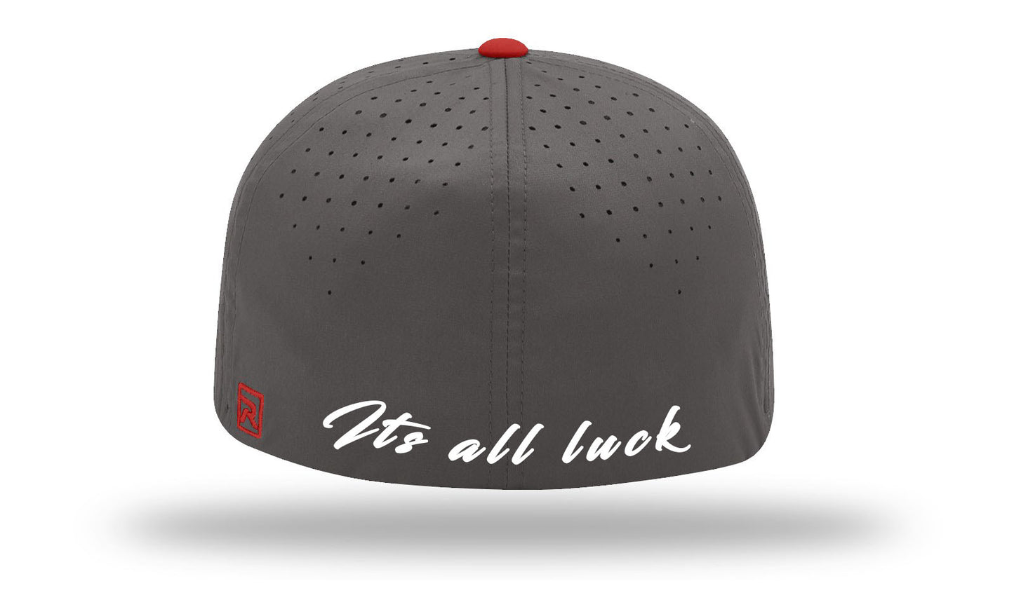 Its All Luck Red Clover White Outline PTS30 Gray/Red Cap