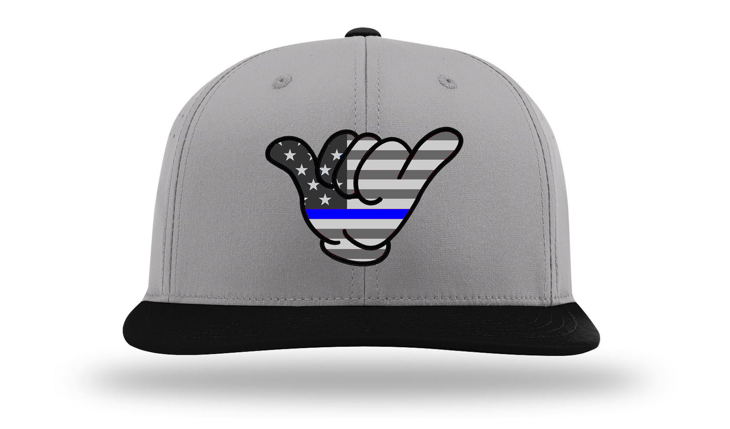 USA Blacked Out Flag Blue Thin Line Hat PTS30 Gray/Black