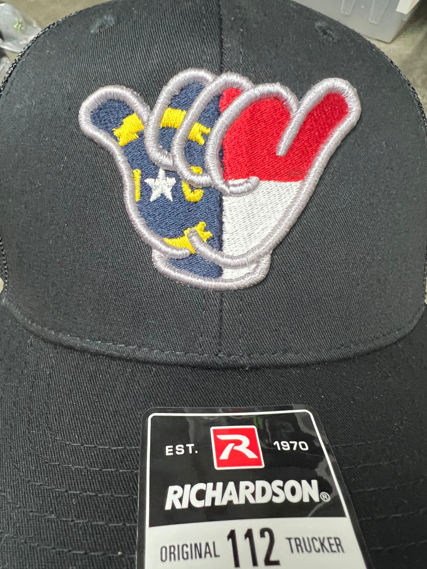 North Carolina shaka State Flag Caps - 112 Richardson Snapbacks Solid Black