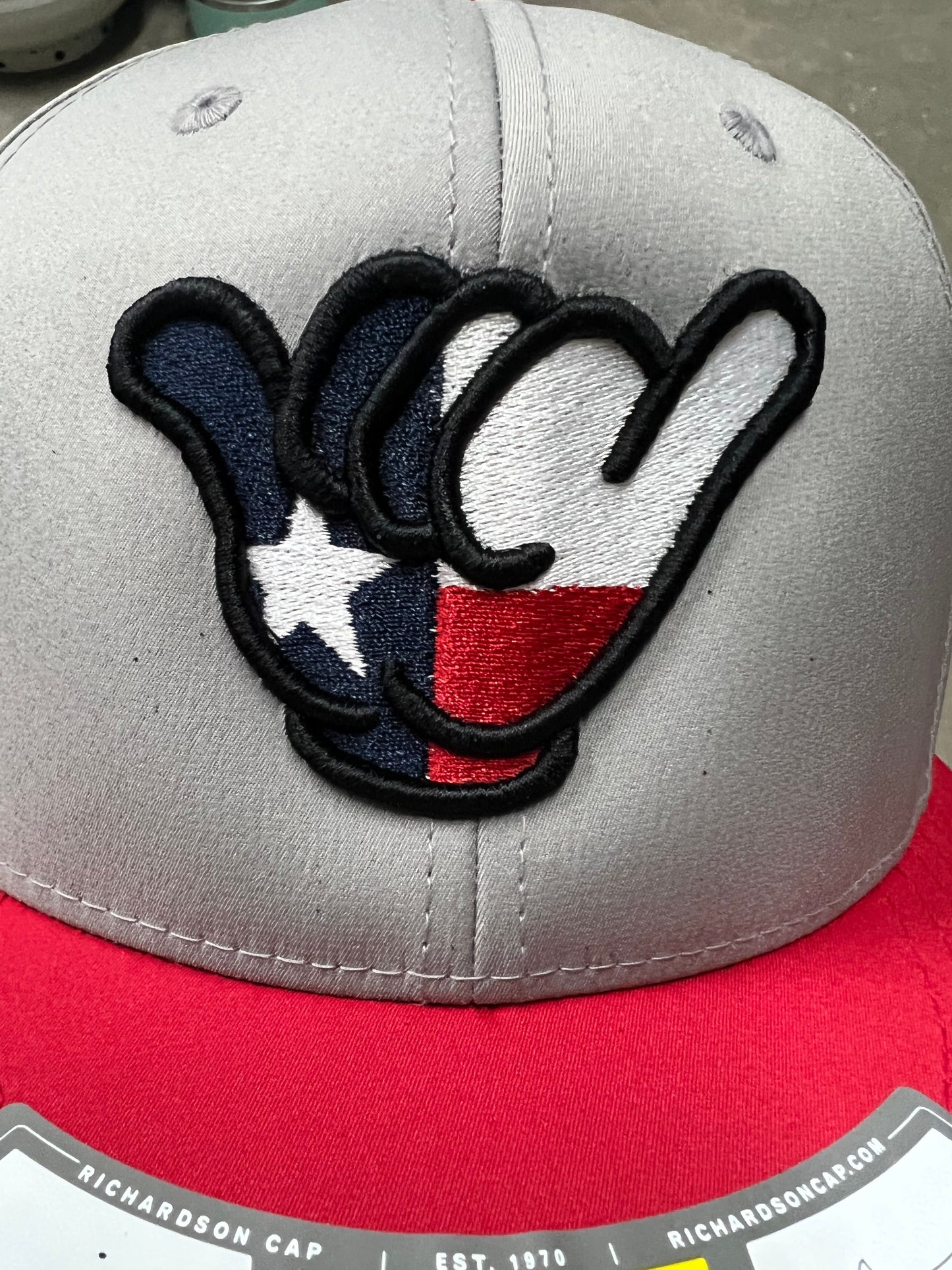 Texas Shaka State Flag Cap - Grey/Red PTS30