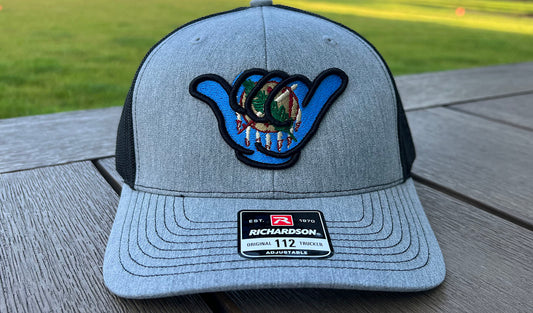Oklahoma Flag Hang Loose Cap - R112 snapbacks Heather Gray/Black