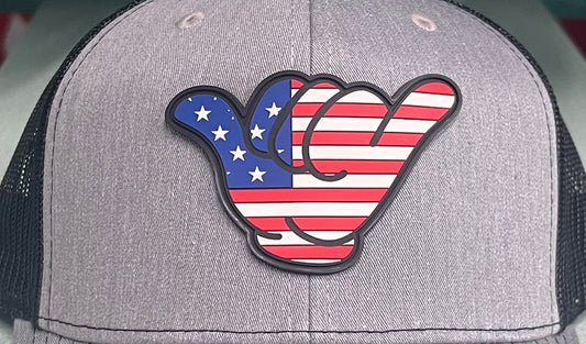 USA Flag Hang Loose PVC Patch - Richardson 112 Snapback Heather Gray/Black