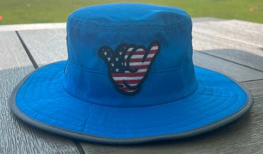 USA FLAG Hang Loose - Cyan Blue Bucket