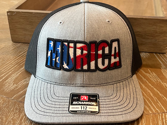 American Flag MURICA - R112 snapbacks Heather Gray/Black