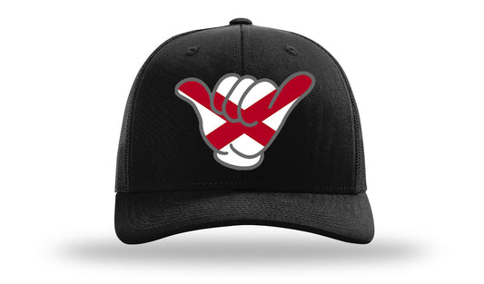 Shaka Alabama State Flag Caps - 112 Richardson Snapbacks Solid Black