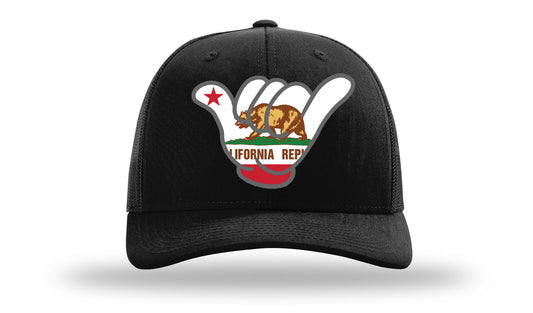 Shaka California State Flag Caps - 112 Richardson Snapbacks Solid Black