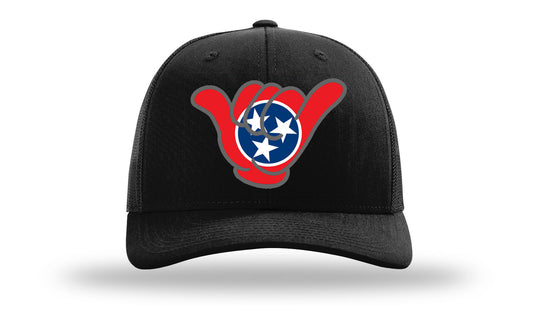 Shaka Tennessee State Flag Caps - 112 Richardson Snapbacks Solid Black
