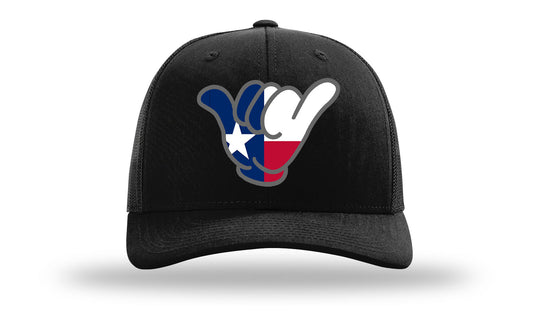 Hang Loose Texas Flag Caps - 112 Richardson Snapbacks Solid Black