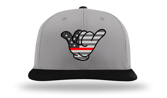 USA Blacked Out Flag Red Thin Line Hat PTS30 Gray/Black