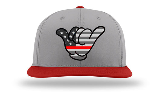 USA Blacked Out Flag Red Thin Line Hat PTS30 Gray/Red